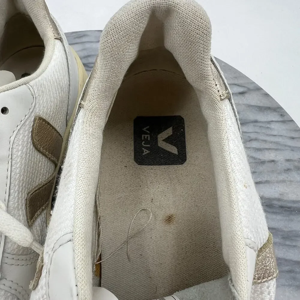 Veja Womens 8 Shoes Metallic Taupe V10 T1 Leather Sneakers Trainers Lace Up